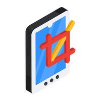 Modern style icon of mobile crop tool vector