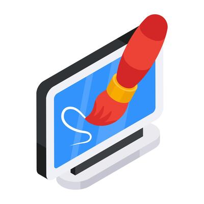 Conceptual flat isometric designicon of online designing