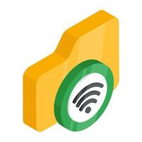 Conceptual flat isometric design icon of smart folder vector