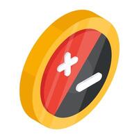 A flat isometric design icon of brightness control vector