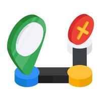 A flat isometric design icon of wrong route vector