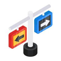 A trendy design icon of opposite direction board vector