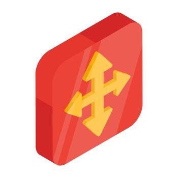 A flat isometric design icon of four Way Intersection vector