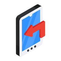 A colored design icon of mobile left arrow vector