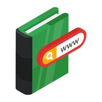 A colored design icon of search book vector
