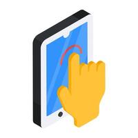 An editable design icon of interaction, finger tap vector