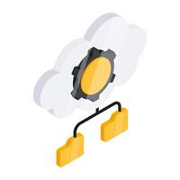 Conceptual flat isometric design icon of cloud setting vector