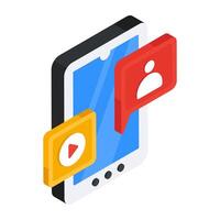 A flat isometric design icon of chat vector