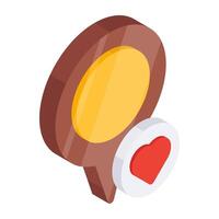 Heart with placeholder, icon of favorite location vector