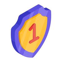 An icon design of first shield vector