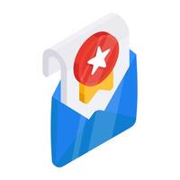 An icon design of certificate envelope vector