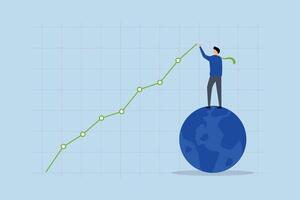 World economic, Businessman professional standing on ground creating financial graph and chart. vector