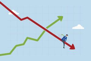 Stagflation, Anxious business owner plummeting on declining economic chart as inflation reaches high levels. vector