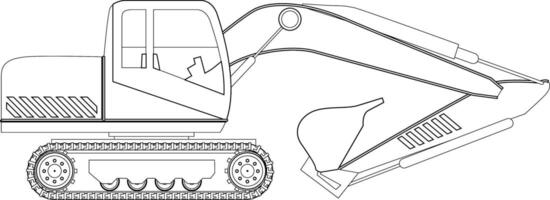 A coloring page showing an excavator vector