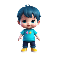 3d illustration cute boy isolated on transparent background png