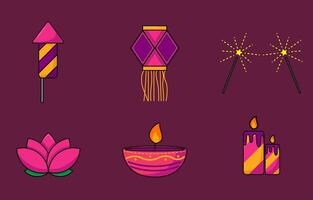 Set of Diwali Element Illustration vector