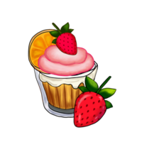 Strawberry Cupcakes on Transparent Background for Web banner and etc. png
