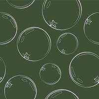 seamless pattern of winter berries drawn in line art style on green background, for packaging or poster vector