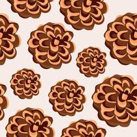 seamless pattern with round cones of conifers arranged randomly, for Christmas wrapping, cards or decorations vector