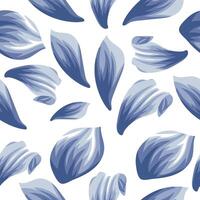 spring floral seamless pattern with blue petals of different shapes from pink lilies for poster, packaging or factory textile vector