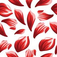 spring floral seamless pattern with red petals of different shapes from pink lilies for poster, packaging or factory textile vector