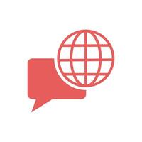 Communication concept. Speech bubble with globe icon. Chat symbol. Flat design style eps10. Design illustration element with comic design themes, browse and speech bubbles vector