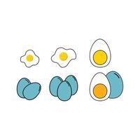 Eggs set in doodle style. Cute kawaii egg carton icon. Cute eggs cartoon collections. Design element illustration of egg vector
