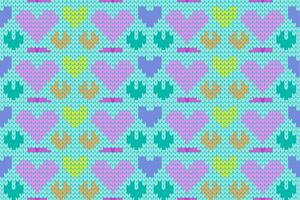 Colorful knittin pattern,seamless heart from geometric shape, vector