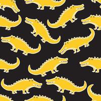 Funny crocodiles seamless pattern on white background. vector