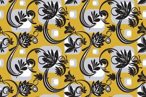 A seamless pattern abstract chrysanthemum japanese flower and bellflower on white background vector