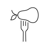 Fork With Pear Line Icon, Healthy Food And Vegan Diet Concept. Nutrition And Wellness, Nutritious Plant-Based Food Choices. Isolated Illustration vector