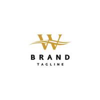 Elegant Initial Letter W Wave Logo Design. Classy Letter W With Water Wave In The Middle Logo Design. vector