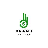 Simple Dollar OK Hand Message Logo Design. OK Hand Gesture with Dollar Currency Symbol Inside Logo Design. vector