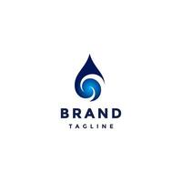 Simple Blue Whirlpool Drops Logo Design. Simple Water Icon With Waves Inside Logo Design. vector