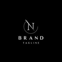 Elegant Initial Letter N Needle Logo Design. Simple Thread Needle And Letter N Logo Design. vector