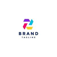 Letter Z Among Colored Trapezoids Logo Design. Colorful Trapezoids Rotating to Form Letter Z Logo Design. vector