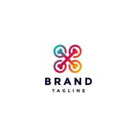 Simple Colorful Drone Bone Logo Design. Colorful Crossbones With Propellers Logo Design. vector