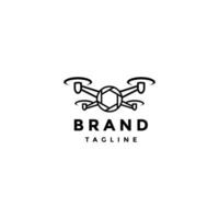 Drone Photographer Simple Line Logo Design. Simple Line Shutter Camera With Four Propellers Logo Design. vector