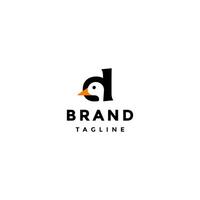 White Duck Head Inside Initial Letter D Logo Design. Initial Letter D With Duck Head Logo Design. vector
