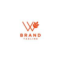 Simple Wheat W Letter Initials Logo Design. Wheat Stalks Form Initial Letter W Logo Design. vector