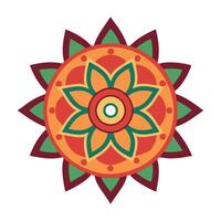 A red and green flower with a white center vector