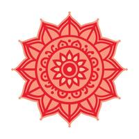 A red and orange flower with a circular design vector