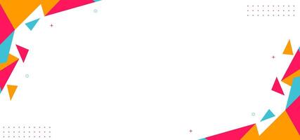 A colorful background with triangles and dots. The background is white and the triangles are in different colors vector