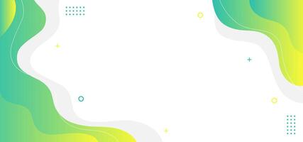 A white background with a green and yellow wave. The wave is made up of circles and squares vector