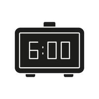 Digital Alarm Clock Showing 6.00 Silhouette Icon. Morning Wake Up Time Display Glyph Symbol. Isolated Illustration vector