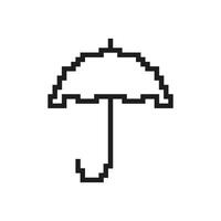 Pixelated Umbrella Icon. Rain and Weather Protection Symbol in Retro Pixel Art Style. Shelter and Coverage for Rain or Sun. Pixelated Design for Weather. Isolated Illustration vector