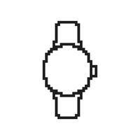 Pixelated Smartwatch Icon. Time and Wearable Technology Symbol in Pixel Art Style. Digital Smartwatch or Timepiece. Isolated Illustration vector