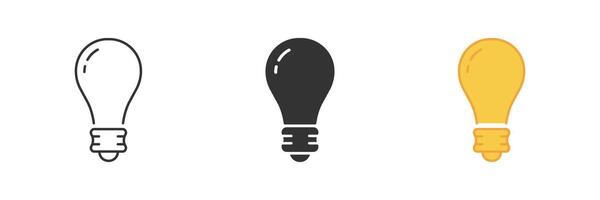 Lightbulb Line and Silhouette Icon Set. Energy and Illumination Symbol. Bright Idea and Power Source Sign. Innovation, Inspiration and Idea Lamp Icon. Editable Stroke. Isolated Illustration vector