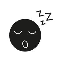 Sleeping Face with ZZZ Silhouette Icon. Peaceful Rest and Sleepy Expression Glyph Symbol. Face with Closed Eyes and ZZZ Sign, Nap Concept. Isolated Illustration vector