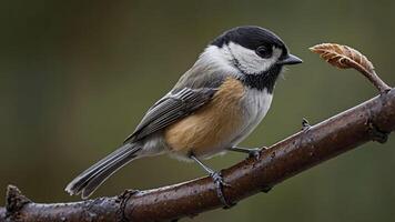 A small bird perched on a branch, showcasing its distinctive plumage and features. photo